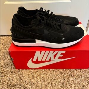 Mens Black Nike Waffle One Shoes, size 10.5.  Barely worn at all.